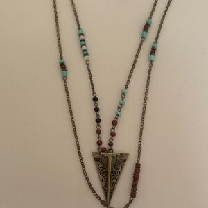 Buckle Turquoise and Red Beaded Necklace